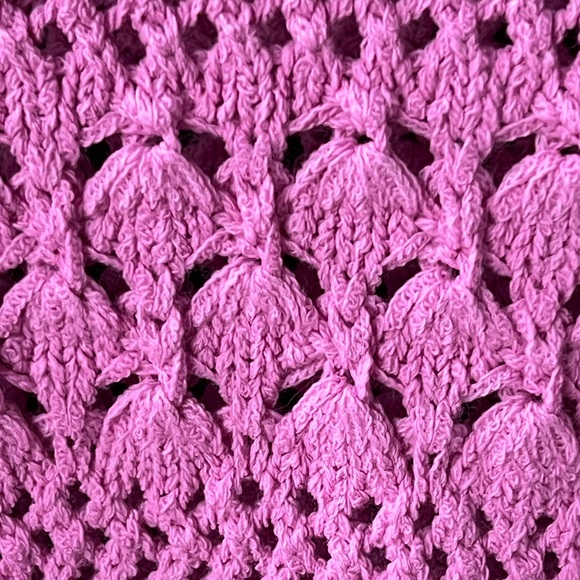 Zara Girls Bright Pink kids Open Knit cropped Crewneck Sweater 10/12 13/14 - Picture 8 of 17